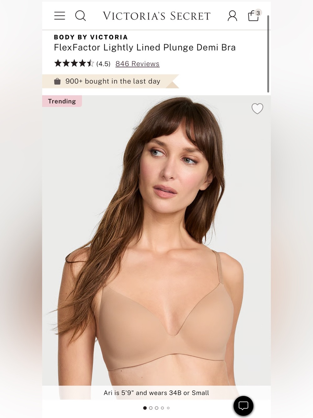 Victoria's Secret FlexFactor Lightly Lined Plunge Demi Bra
